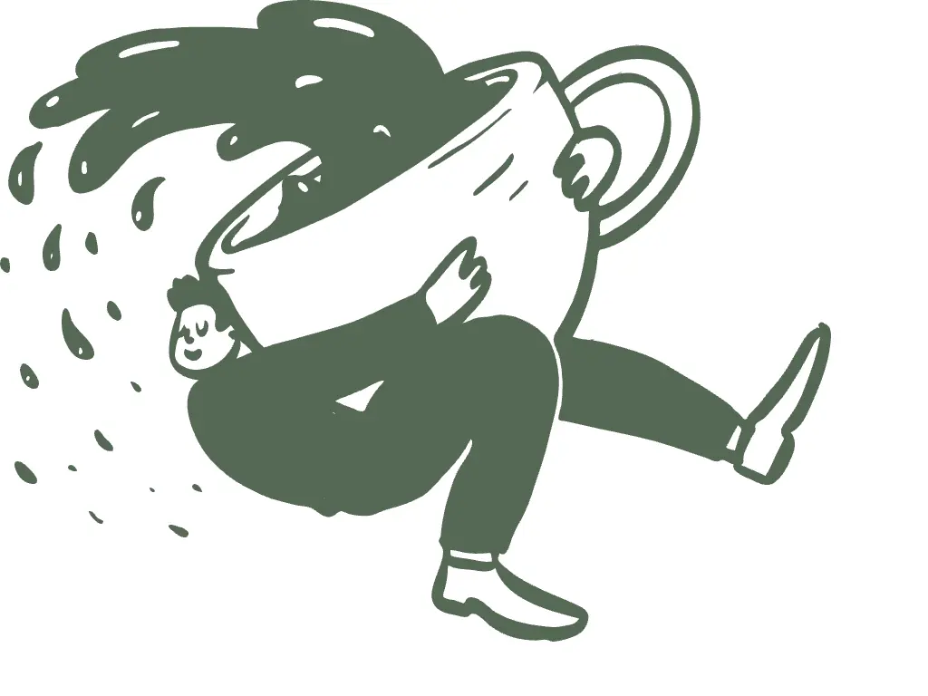 Person carrying a heavy cup of coffee
